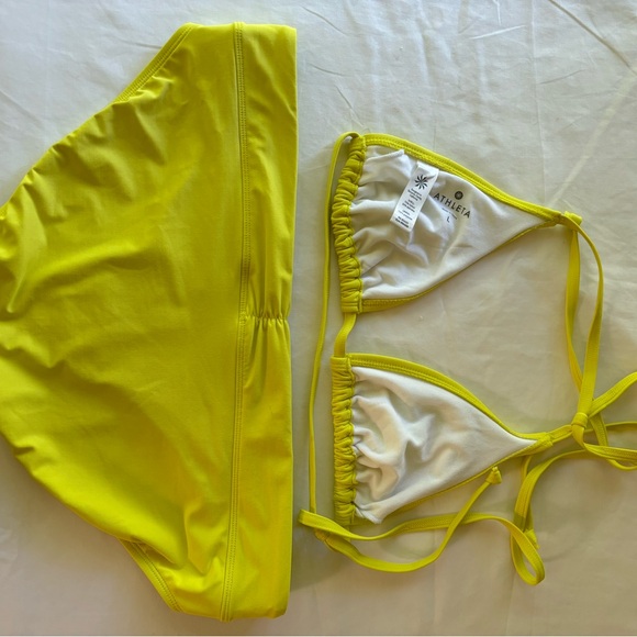 ATHLETA Bright Yellow Triangle Bikini Swimsuit L - Picture 2 of 4